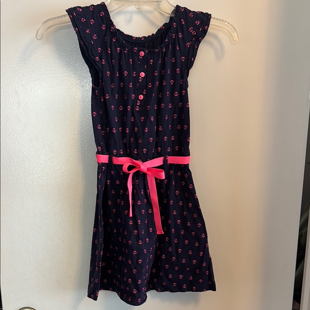 Navy Dress with Pink Accents